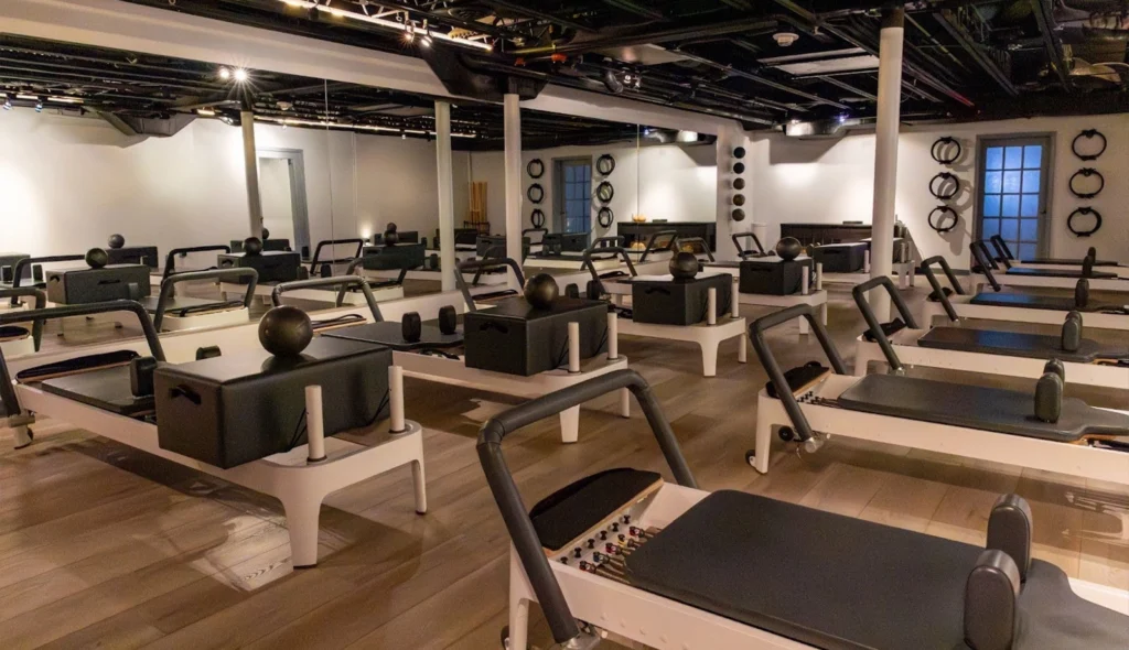 Pilates in Rehoboth Beach studio interior with Reformer equipment at Right Balance Pilates on Rehoboth Avenue